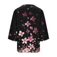 thumbnail image 3 of Xuyuer Women's 3/4 Length Sleeve Tops V Neck Casual Vacation Loose Fit S-5XL Ruffle Cuffs Shirts Dressy Flowy Tunic Tops Hawaiian Shirts Summer Floral Printed Shirt Casual Soft Tunic Tops, 3 of 5