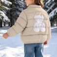 thumbnail image 7 of Kids' Stand Collar Zip Puffer Jacket, Bear Applique On the Back and Padded Warm Construction, Side Pockets, Kids Winter Outerwear, 1‑8 Years, Toddler Jacket Khaki 1-2 Years, 7 of 7