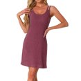 thumbnail image 1 of INSPIRE CHIC Vestido de dormir sin mangas para mujeres, camiseta de noche de punto acanalado, camisón, bata de noche M Burdeos, 1 of 1