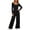 Black, variant on Bovxnpu Women's Casual Loose Overalls Jumpsuits One Piece Rompers Squared Neck Long Sleeve Ruched Waist Wide Leg Pants Loungewear