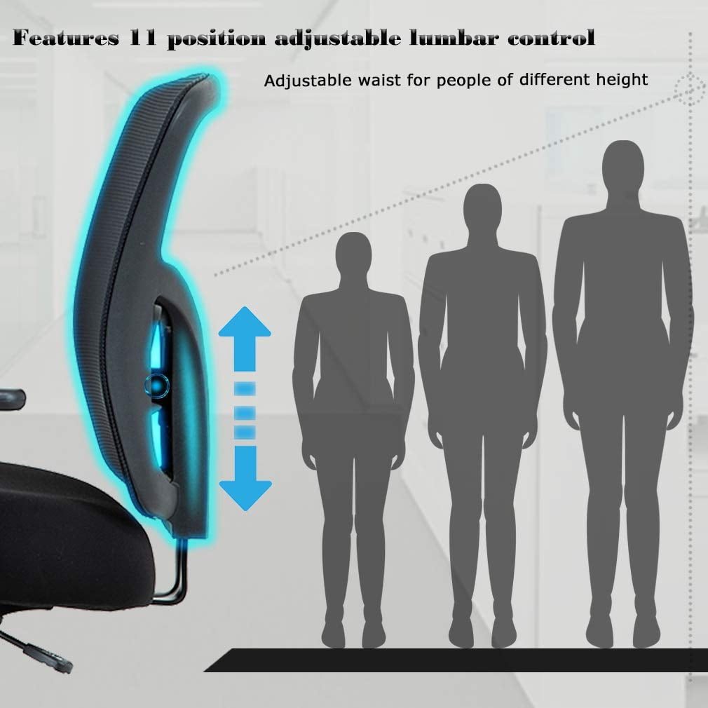 Mesh Desk Chairs Big and Tall Office Chair Ergonomic Computer Chair Heavy Duty 400 lbs Task Chair with Wheels and Adjustable Arms, Black