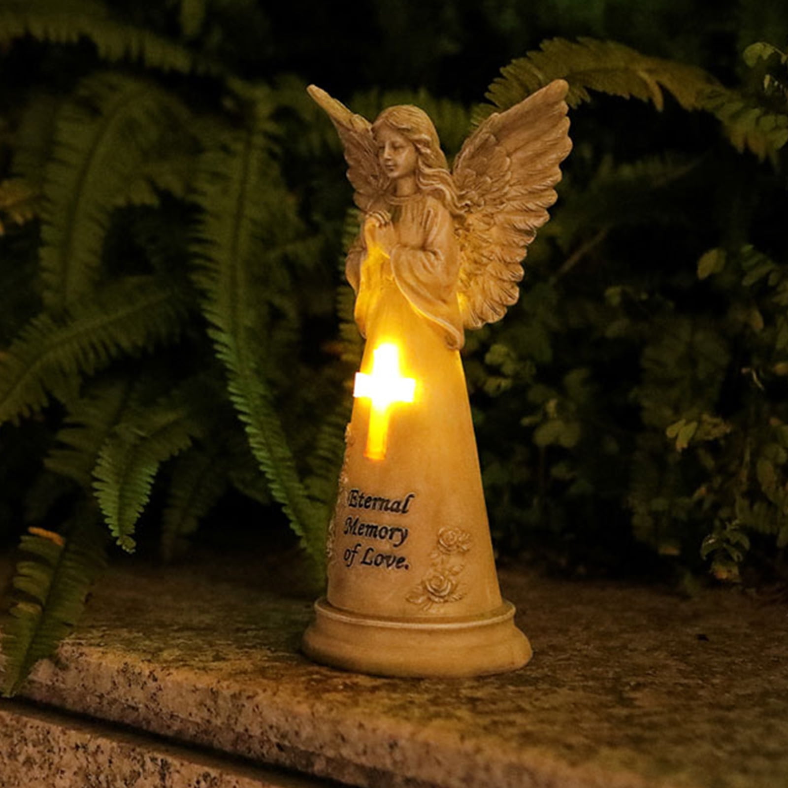 Angell Statue Garden Decors Solar Angell Figurine Praying Angles Gardens Memorial Sculpture Waterproof Angles Sculptures