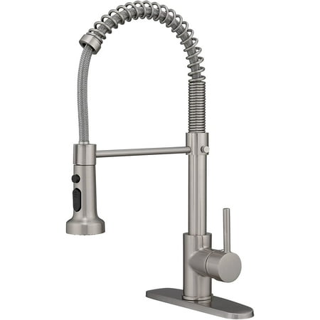 

DiDiBest Commercial Kitchen Faucet with Pull Down Sprayer High-Arc Single Handle Spring Rv Kitchen Sink Faucet with Stainless Steel Hose 3 Function Laundry Faucet