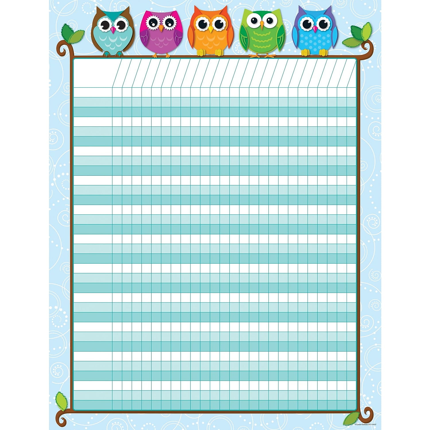 CARSON-DELLOSA Colorful Owls Incentive Chart 114197