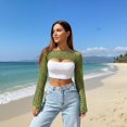 thumbnail image 2 of Women’s Cropped Knit Shrug Top Lightweight Bell Sleeve Summer Cover-Up, Soft Breathable Cropped Cardigan Shrug for Casual & Beach, Cropped Shrug Women, 2 of 11