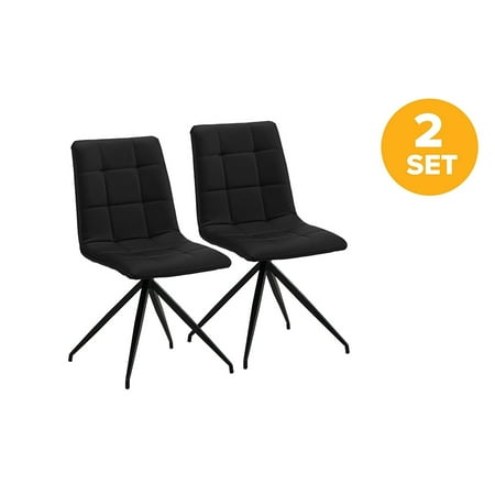 Set Of 2 Dining Chairs Tufted Faux Leather Kitchen Chairs With