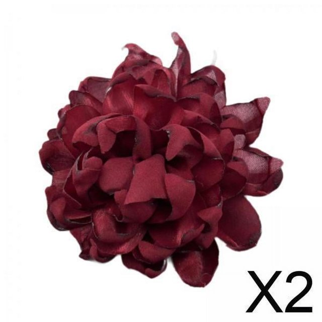 broche de flor,broche de broche de solapa hecho a mano,broche de flores de tela broche de solapa floral para mujeres y hombres,broche de flores para banquete de bodas,ramillete rojo de tela 10 cm, vista frontal centrada de flor con pétalos superpuestos y textura de tela, sujeción con clip o alfiler según preferencia, paquete de 2 indicado por “X2”, a menudo usado también como adorno en pañuelos o sombreros para eventos.