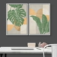 thumbnail image 3 of IDEA4WALL Framed Canvas Print Wall Art Set Mid-Century Jungle Monstera Palm Landscape Digital Art Decorative Bohemian Colorful Chic Artwork for Living Room, Bedroom, Office - 16"x24"x2 White, 3 of 5