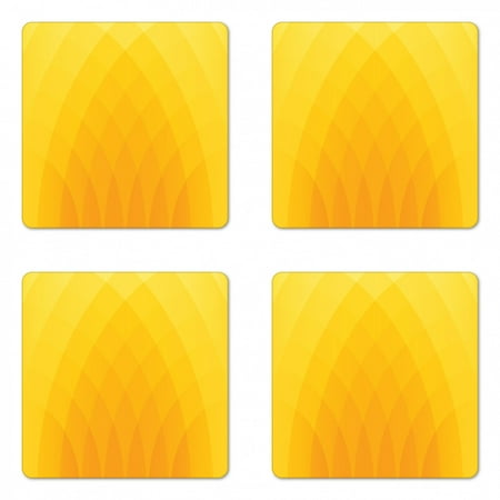 

Yellow Coaster Set of 4 Illustration of Modern Unusual Shaded Motifs Dreamlike Retro Design Art Print Square Hardboard Gloss Coasters Standard Size Orange Yellow by Ambesonne
