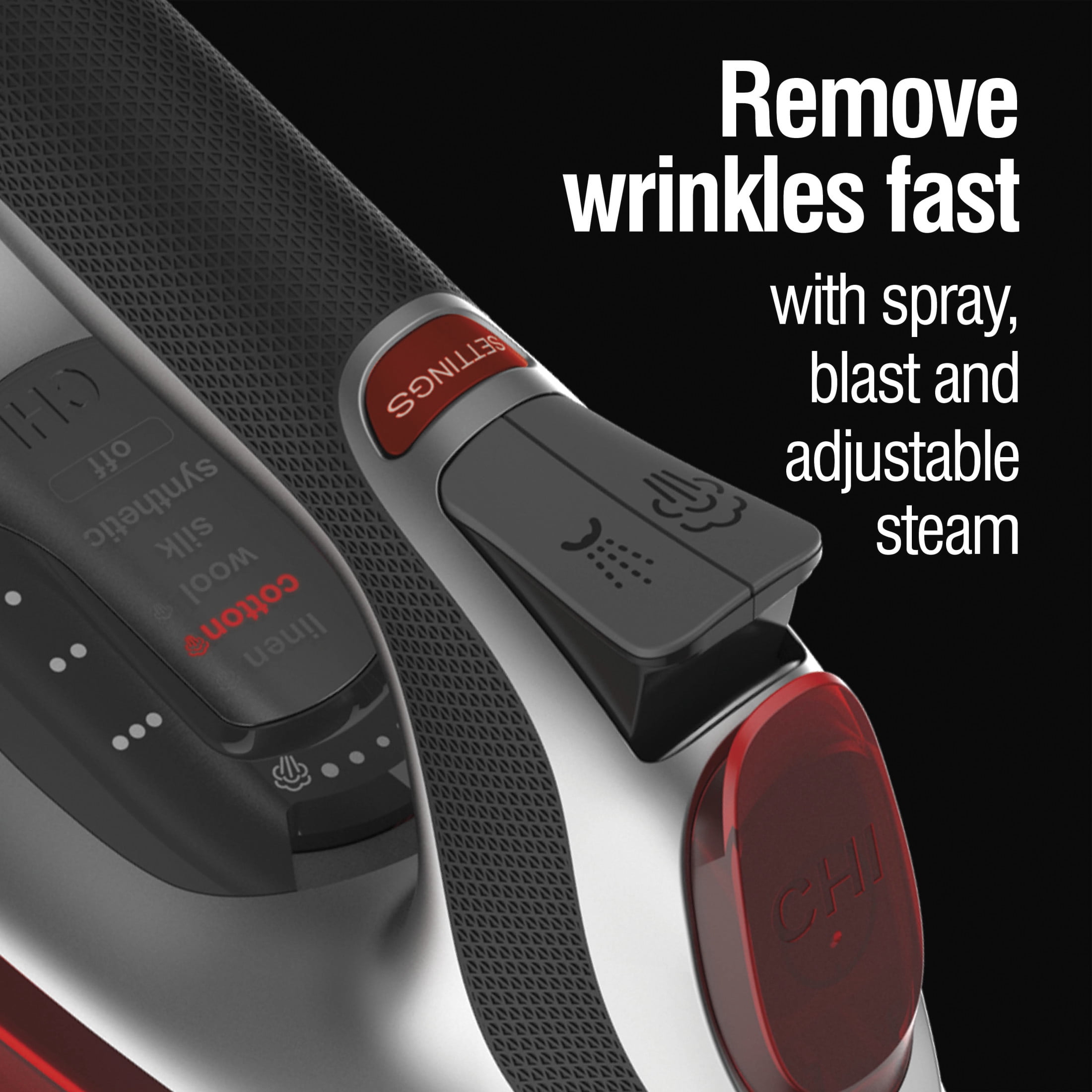 CHI Electronic Steam Iron with Titanium Infused Ceramic Soleplate, Adjustable Steam Lever, Professional Grade
