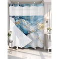 thumbnail image 4 of Blue Oil Painting No Hook Shower Curtain Waterproof, Bathroom Curtains with Snap in Liners and See Through Top Window, Modern Marble Art Abstract Hotel Style Bathtub Curtains Shower 72"Wx78"L, 4 of 8