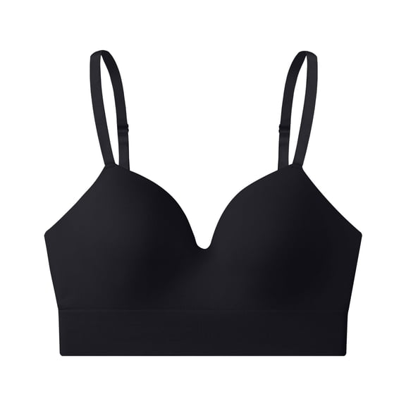 Lumtrix Women's Deep V Wireless Push Up Bra No Underwire Supportive Padded Longline Bralette Black 32