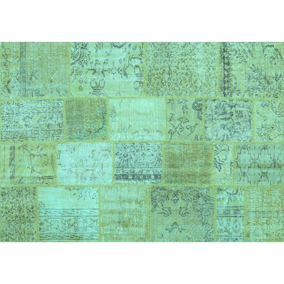 Ahgly Company Indoor Rectangle Patchwork Light Blue Transitional Area Rugs, 2' x 4'