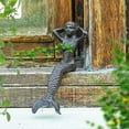 thumbnail image 3 of Sungmor Estatua Jardín Hierro Fundido Sirena, Adorno Fig. Paisajismo 26 cm alto, Escultura p/ decorar alberca, estanque, soportes p/ maceteros, estante p/ libros, mesa de esquina, 3 of 8