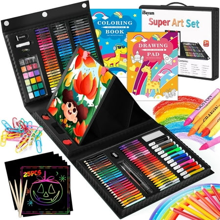 Art Kit 251-Pack Art Supplies Drawing Kits Arts and Crafts Gifts Box for Kids Teen Girls Boys Art Set Case with Trifold Easel Scratch Paper Sketch Pad Coloring Book Crayons Pencils
