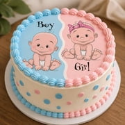 SugarMeLicious Gender Reveal Edible Cake Topper, Boy Or Girl Baby Shower Cake Decoration, Gender Reveal Party Theme, 8 Inch Round Frosting Sheet