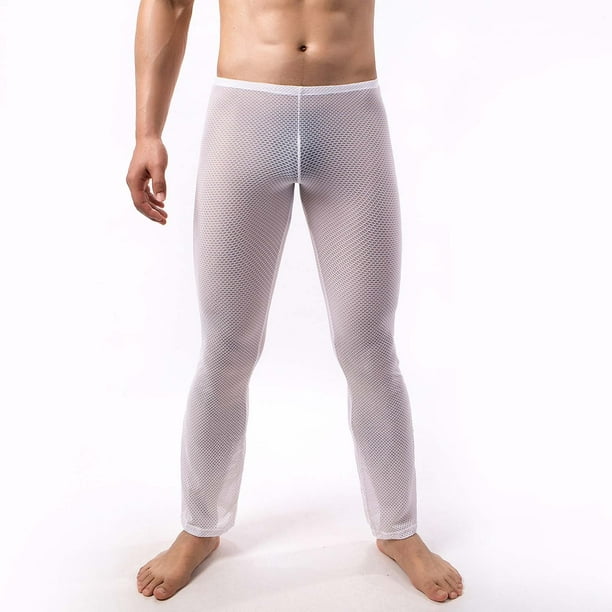 Men Long Legging Erotic Sexy Sport Boxer Casual Breathable Brand  Transparent Underwear Panties