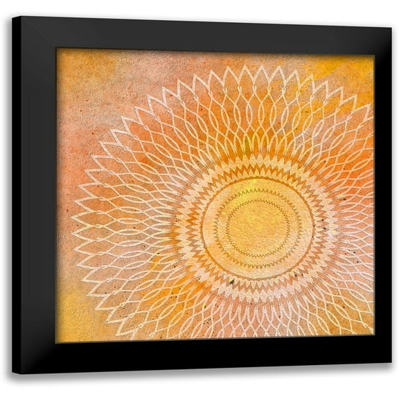 Aesthete 12x12 Black Modern Framed Museum Art Print Titled - Mandala Orange