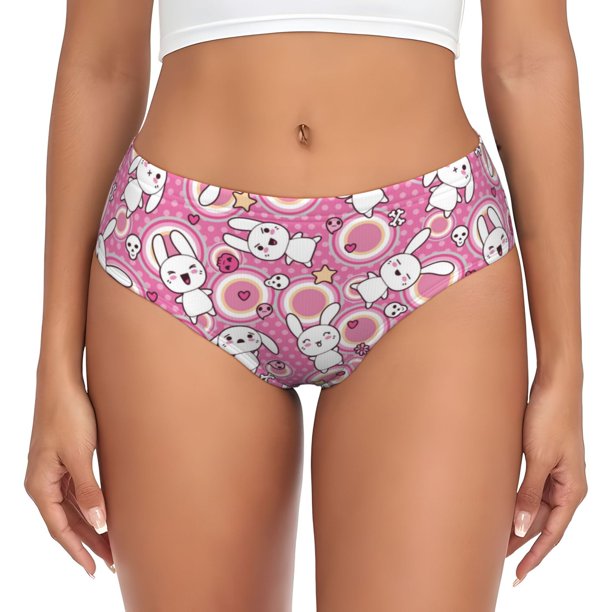 Fotbe Cute Rabbit Calzones Estampados para Mujer – Ropa Interior de Algodón, Cómoda, Suave y Elástica-XX-Large