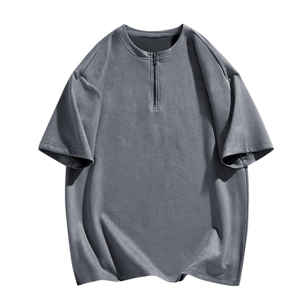 pstuiky Camisa de manga corta para hombre, Pijama deportivo para hombre, para estar en casa, color liso, manga corta, cuello vuelto, blusa camisas casuales para hombre xl