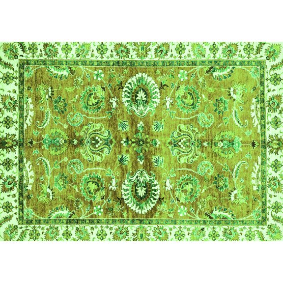 Ahgly Company Indoor Rectangle Oriental Green Traditional Area Rugs, 5' x 7'