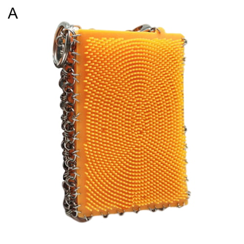 Biplut Chainmail Scrubber Detachable Rust-proof Stainless Steel All-Purpose  Iron Wok Scrubbing Pad Chainmail Cleaner for Home (Orange B) 