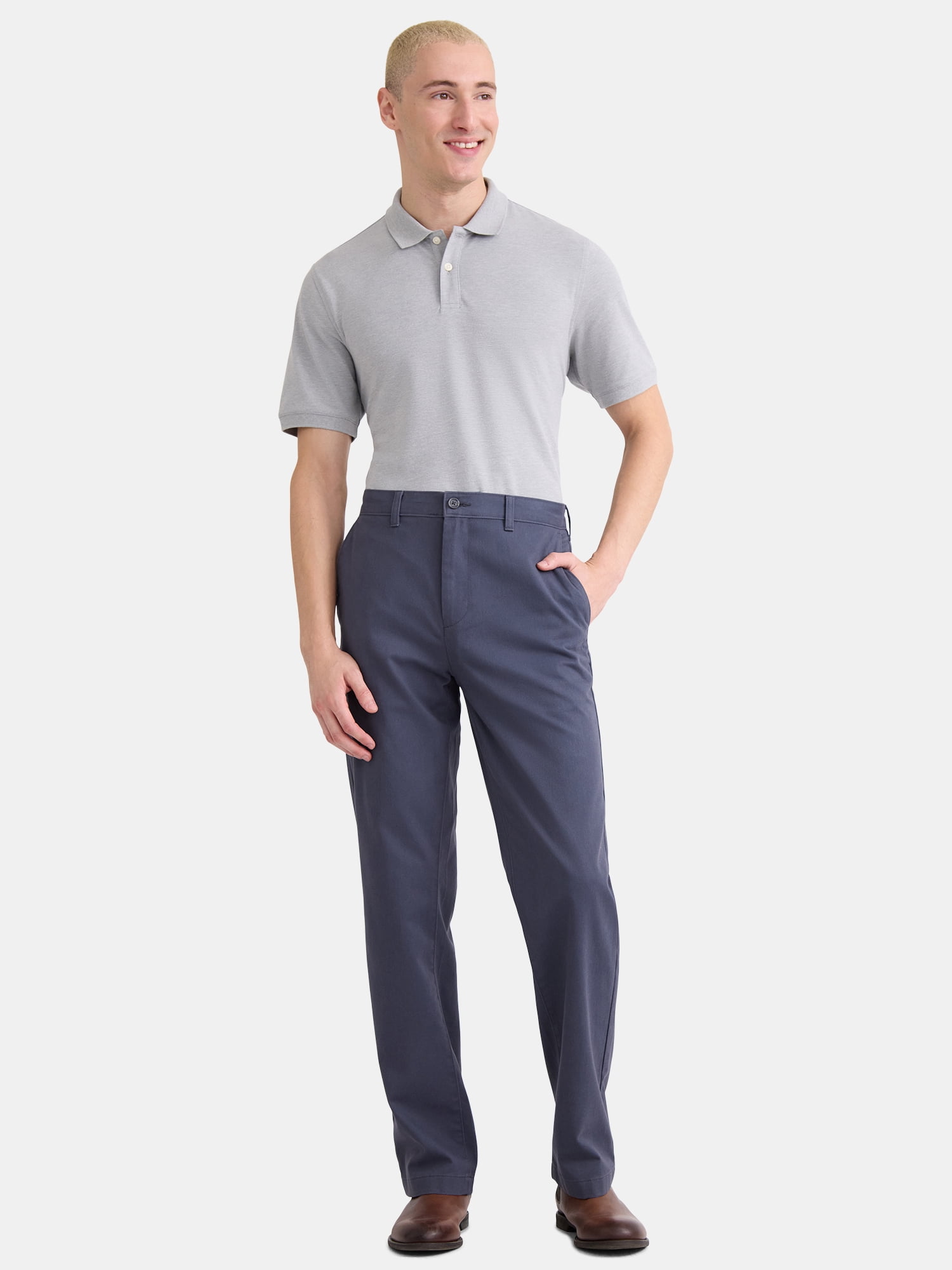 George Men's & Big Men's Classic Fit Flat Front Wrinkle Resistant Casual Pants, Waist Sizes 29-56
