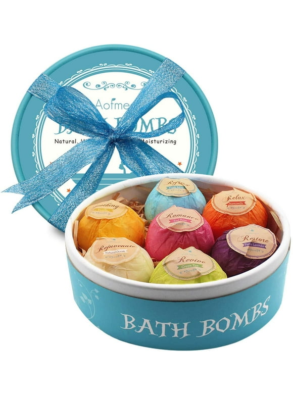 Aofmee Bath Bombs Set - 7 Unique Scents for Relaxing Spa Experience Perfect Mother's Day Gift
