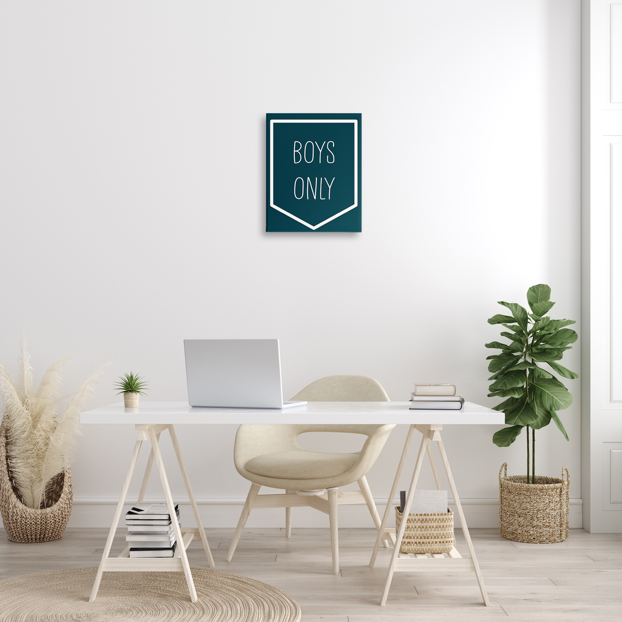 Stupell Industries Minimal Boys Only Typography Painting Gallery Wrapped Canvas Art Print Wall Art, 16 x 20