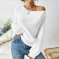 thumbnail image 4 of GigrtiJin Women's off Shoulder Sweater Long Sleeve Loose Pullover Knitted Sweater Tops Solid Color Casual Comfy Blouse, 4 of 4