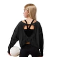 thumbnail image 4 of Faraee Teen Girls Open Back Shirts Backless Yoga Workout Summer Cute Tee Tops Short Sleeve Crop Oversized T Shirts Clothes 4t 5t 6t 7t 4-14 Years Black, 4 of 7