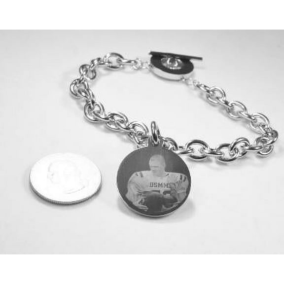 Photo Picture Tag Text CUSTOM ENGRAVED 1" ROUND DOG TAG SILVER COLOR STAINLESS STEEL NO CHAIN