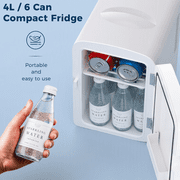 Havato Mini Fridge, Portable 4L/6 Can Personal Cooler – Skincare Fridge, Small Compact Refrigerator,White