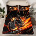 thumbnail image 2 of Homewish Abstract Sport Motorcycle 3pcs Twin Sheet Sets For Teens Boys Girls,Dirt Bike Twin Fitted Sheet,Black Orange Red Breathable Flat Sheet,Microfiber Bedroom Decor, 2 of 7