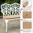 thumbnail image 4 of Villeston Outdoor Bench with Cushion - Patio Garden Benches Metal Loveseat Butterfly Cast-Aluminum Outdoor Furniture for Park Lawn Front Porch,White, 4 of 9