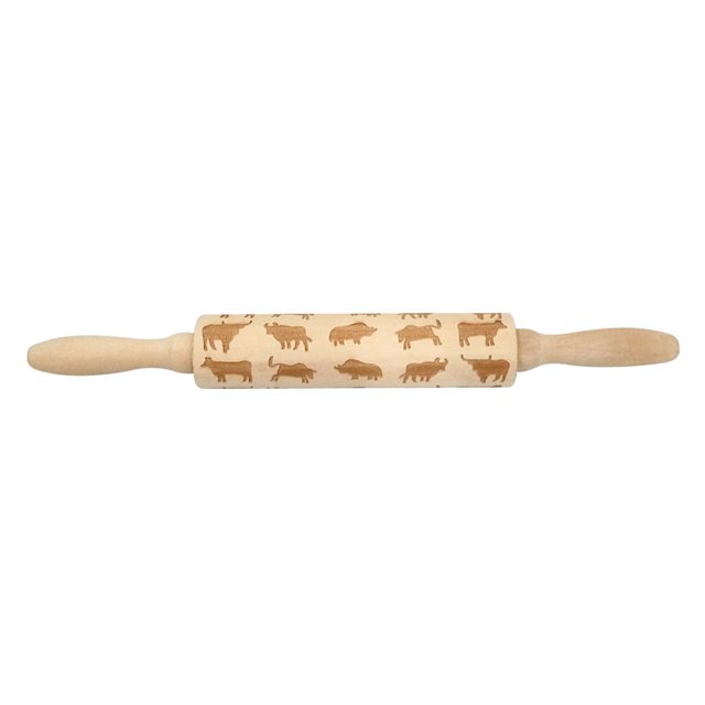 Rodillo grabado en relieve de madera para herramientas para hornear de Toro Yuyangstore Rodillo de madera grabado