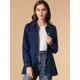 thumbnail image 2 of Chaqueta Vaquera Holgada De Manga Larga Con Lazo En La Cintura Informal Para Mujer Azul negro M, 2 of 6