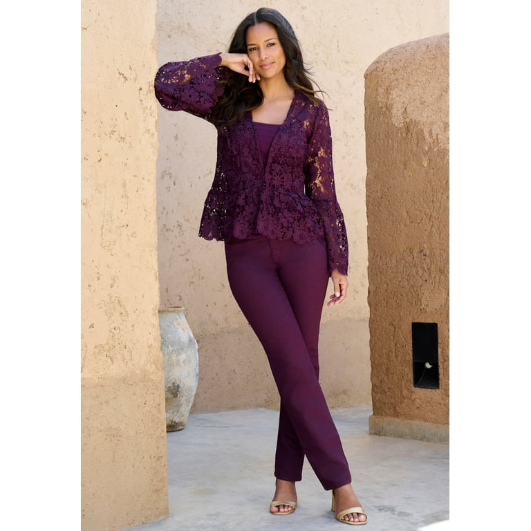 Roaman's Women's Plus Size Bell Sleeve Lace Jacket - Walmart.com