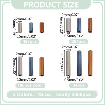 3000Pcs Glass Bugle Beads 12 Styles Tube Beads Kit Seed Loose Spacer Beads Small Craft Beads for DIY Bracelet Necklaces Earring Jewelry Making Hole:0.5mm
