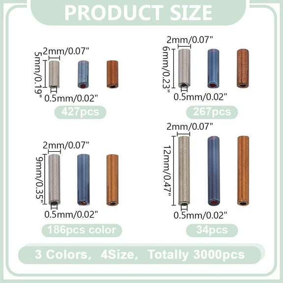 3000Pcs Glass Bugle Beads 12 Styles Tube Beads Kit Seed Loose Spacer Beads Small Craft Beads for DIY Bracelet Necklaces Earring Jewelry Making Hole:0.5mm