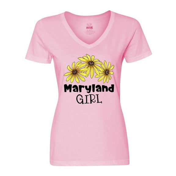 Inktastic Maryland Girl Black Eyed Susans Flowers Women's V-Neck T-Shirt