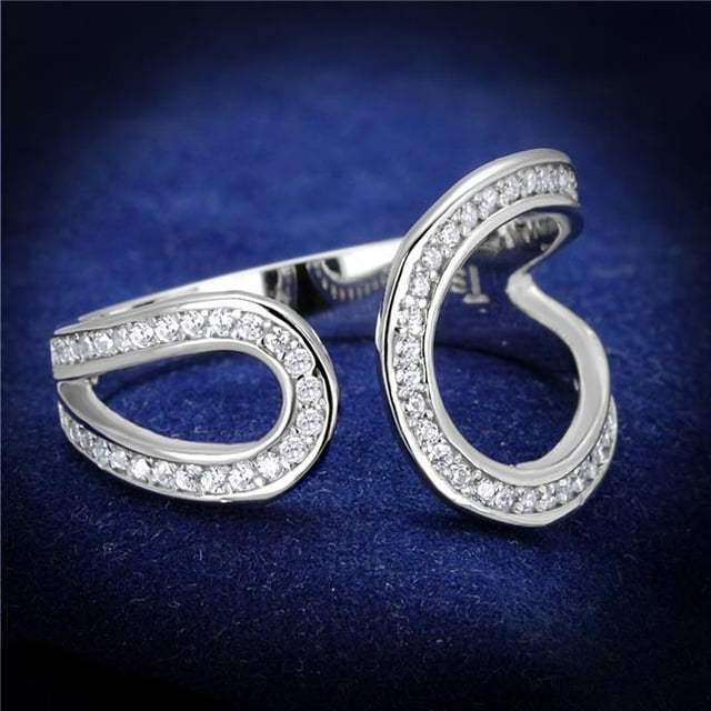 Bague en Argent Sterling Rhodié 925 avec AAA Grade CZ en Clair - Taille 5