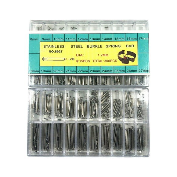 300 piezas de barras de de correa de reloj de material acero inoxidable 27mm pasadores de enlace de correa para reparación Kit de reparación de