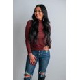 thumbnail image 4 of Evelina Mock Neck Top - Wine, 4 of 5