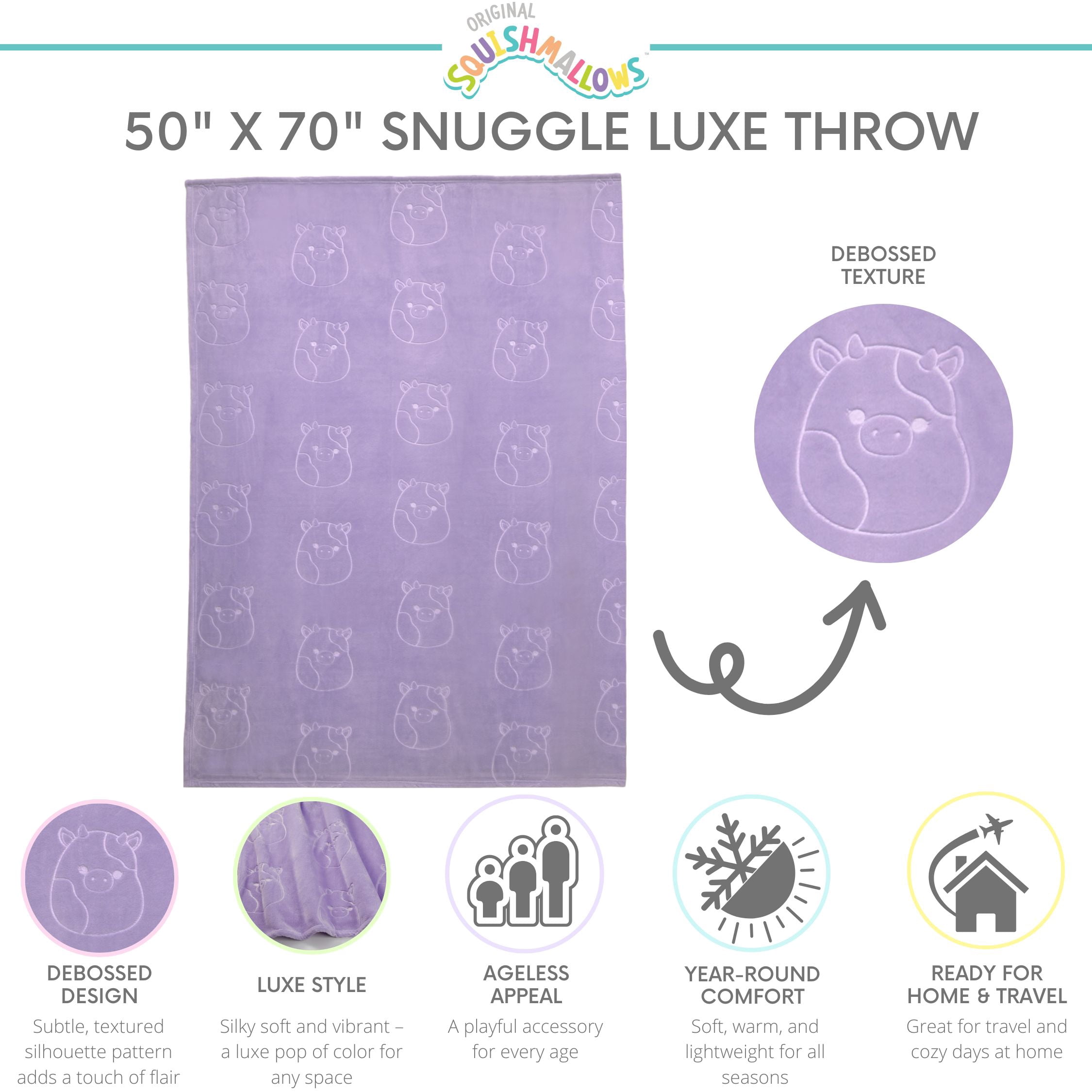 Squishmallows Kids Embellished Throw, 50 x 70, Jazzwares