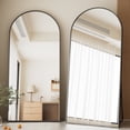 thumbnail image 2 of BEAUTYPEAK 76"x34" Oversized Arched Metal Framed Standing Mirrors, Black, 2 of 9
