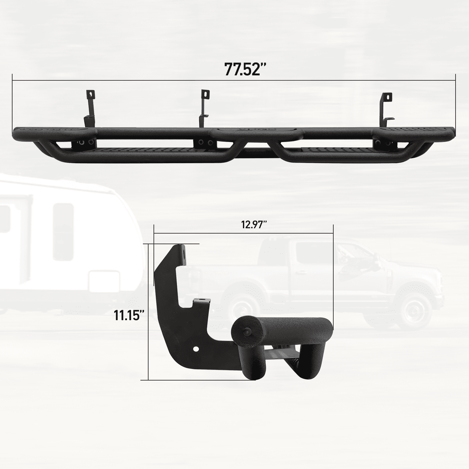 Vijay Running Boards Compatible with 2019-2020-2021-2022-2023-2024-2025-2026 Chevrolet Silverado 2500HD/3500HD Extended Cab A Pair Bolt-on Side Steps Rails Steel Nerf Bars