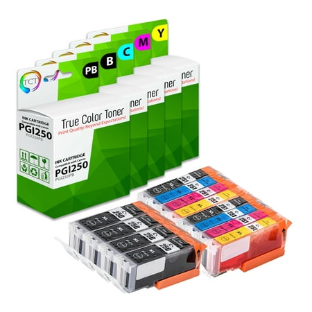 TCT Compatible Ink Cartridge Replacement for Canon PGI-250 CLI-251 works with Canon Pixma MX922 MG5420 Printers (Pigment Black, Black, Cyan, Magenta, Yellow) - 12 Pack