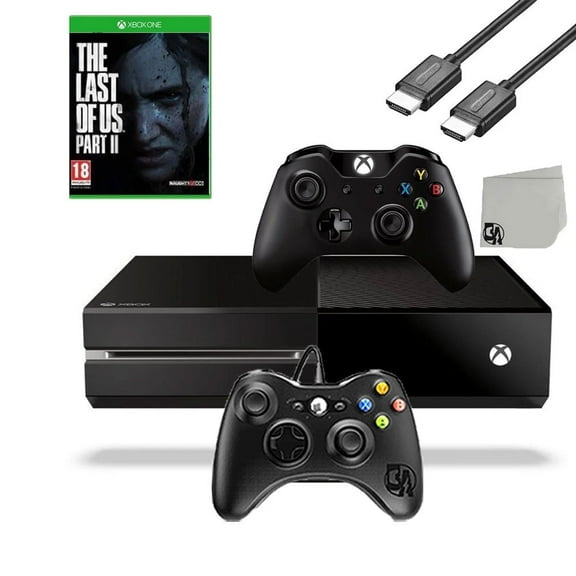 Pre-Owned Microsoft Xbox One Original 500GB Gaming Console Black HDMI Cable 2 Controller Included With The Last of Us Part II Game BOLT AXTION ( )