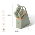 thumbnail image 5 of Beautiful 12pc Sage Green Stainless Steel Knife Block Set Soft-Grip Handles by Drew Barrymore, 5 of 13